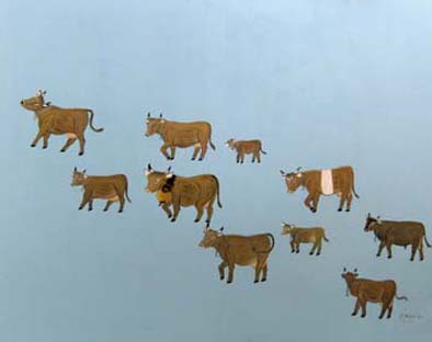 Kühe vom Appenzeller Künstler Enzler im Haus 1 